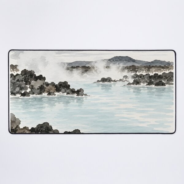 Item preview, Iceland Geothermal Lagoon Watercolor Landscape designed and sold by GutyzDesignsES.