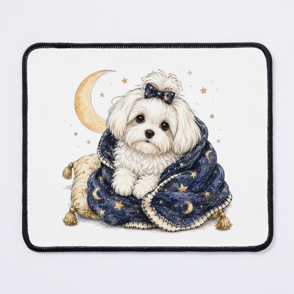 Item preview, Maltese Under the Crescent Moon | Cozy Fall Dog designed and sold by PAPIRO SIGLO XXI.