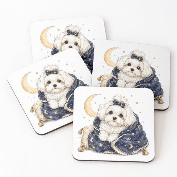 Item preview, Maltese Under the Crescent Moon | Cozy Fall Dog designed and sold by PAPIRO SIGLO XXI.