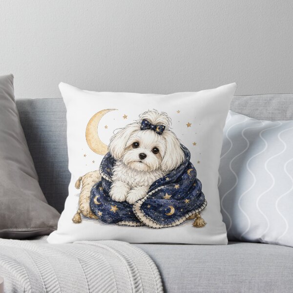 Item preview, Maltese Under the Crescent Moon | Cozy Fall Dog designed and sold by PAPIRO SIGLO XXI.