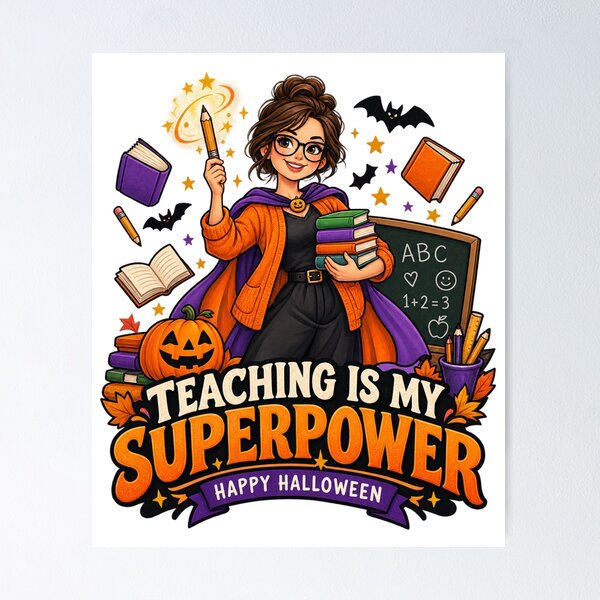 Item preview, Teaching Is My Superpower Halloween Teacher Shirt, Cute Teacher Superhero Halloween Gift, Funny School Teacher Costume Design designed and sold by Zenith-Co.