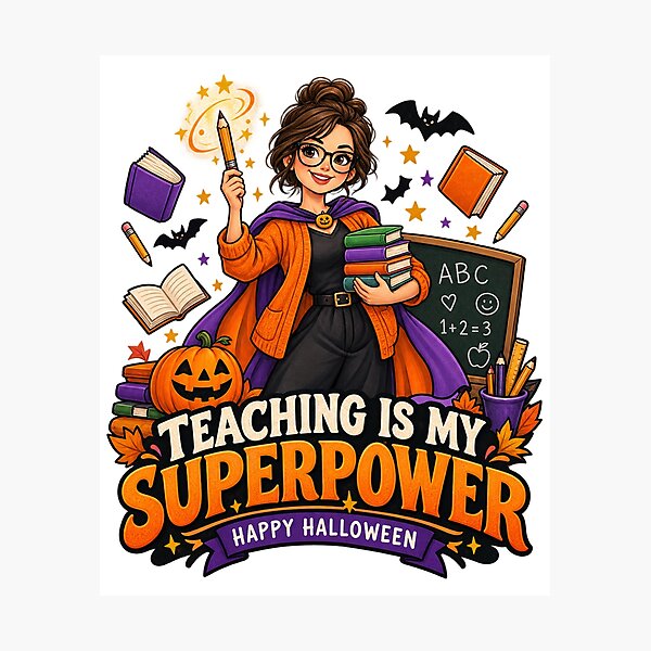 Item preview, Teaching Is My Superpower Halloween Teacher Shirt, Cute Teacher Superhero Halloween Gift, Funny School Teacher Costume Design designed and sold by Zenith-Co.