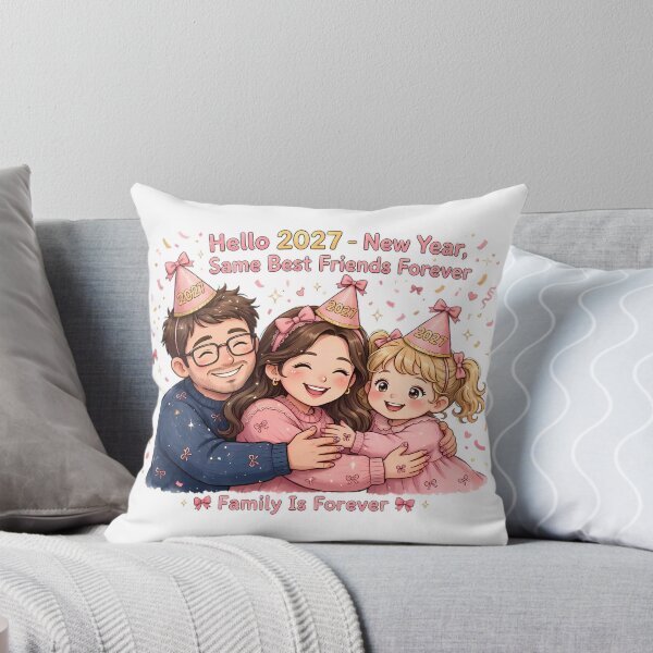 Item preview, Hello 2027 - New Year Same Best Friends Forever Family Cartoon - Coquette Pink Bow Family  designed and sold by HoMya.