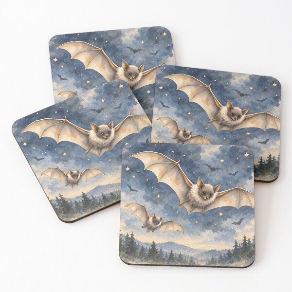 Item preview, Whimsical Bats Over Moonlit Forest designed and sold by Spark & Shadow.