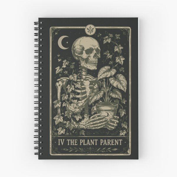 Item preview, Plant Parent Tarot Card Gothic Skeleton Linocut For Spooky Gardeners designed and sold by roarsomethings.