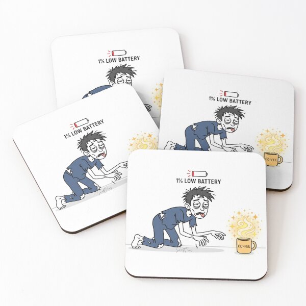 Item preview, 1 Percent Low Battery Insert Coffee Funny Zombie Tired Pun designed and sold by SmartPuns.