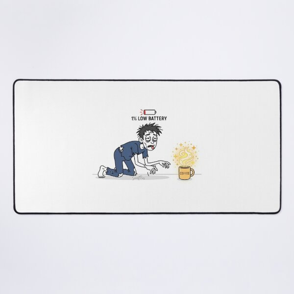 Item preview, 1 Percent Low Battery Insert Coffee Funny Zombie Tired Pun designed and sold by SmartPuns.