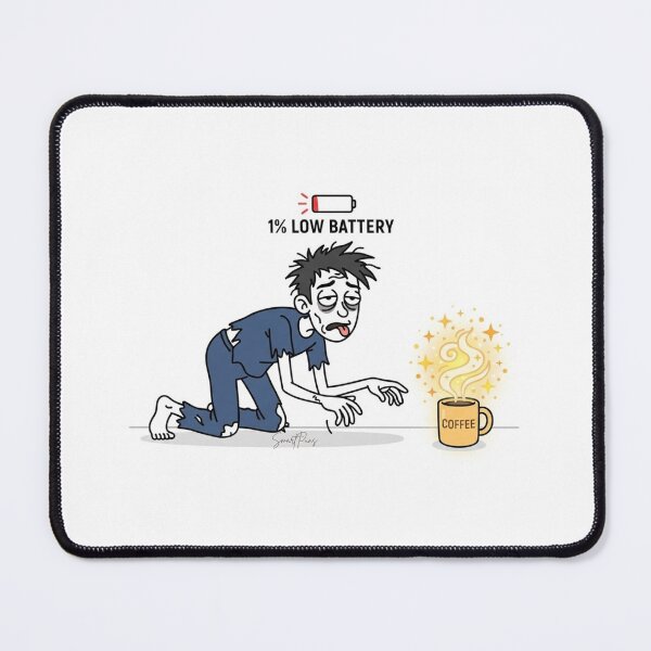 Item preview, 1 Percent Low Battery Insert Coffee Funny Zombie Tired Pun designed and sold by SmartPuns.