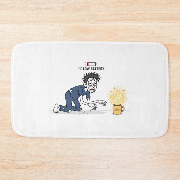 Item preview, 1 Percent Low Battery Insert Coffee Funny Zombie Tired Pun designed and sold by SmartPuns.