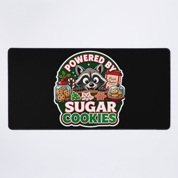 Item preview, Powered By Sugar Cookies Raccoon Christmas designed and sold by Design Vibras.