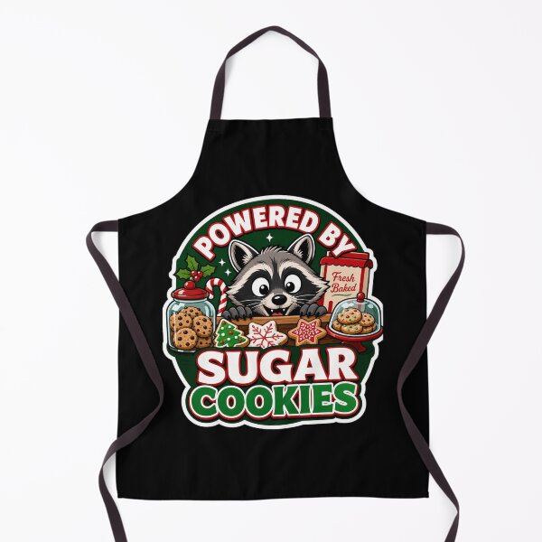 Item preview, Powered By Sugar Cookies Raccoon Christmas designed and sold by Design Vibras.
