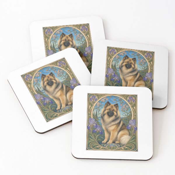Item preview, Art Nouveau Dog Portrait Iris Floral Design designed and sold by AntiqueImages.