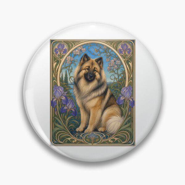 Item preview, Art Nouveau Dog Portrait Iris Floral Design designed and sold by AntiqueImages.