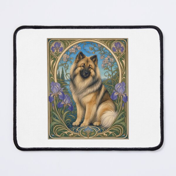 Item preview, Art Nouveau Dog Portrait Iris Floral Design designed and sold by AntiqueImages.