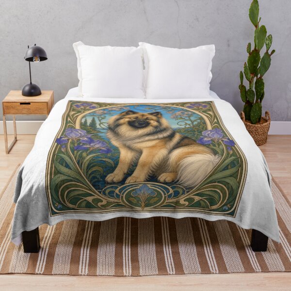 Item preview, Art Nouveau Dog Portrait Iris Floral Design designed and sold by AntiqueImages.