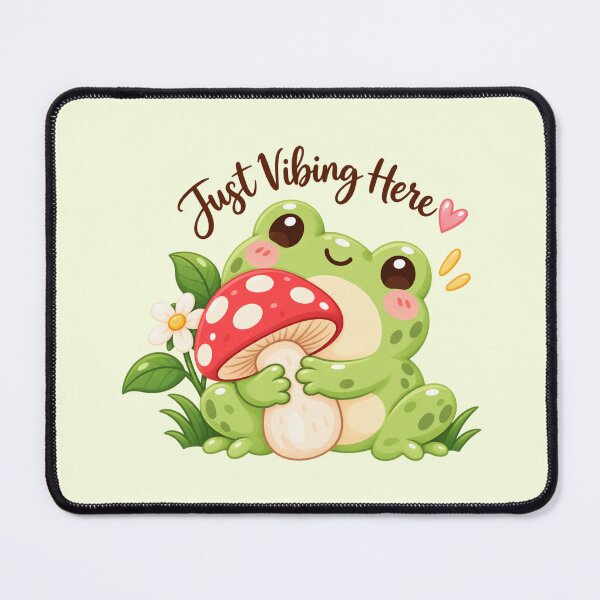 Item preview, Just Vibing Here Frog Mushroom Cute Sticker designed and sold by StickyDelights.