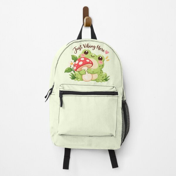 Item preview, Just Vibing Here Frog Mushroom Cute Sticker designed and sold by StickyDelights.