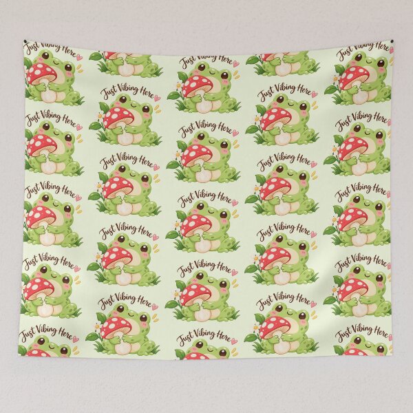 Item preview, Just Vibing Here Frog Mushroom Cute Sticker designed and sold by StickyDelights.