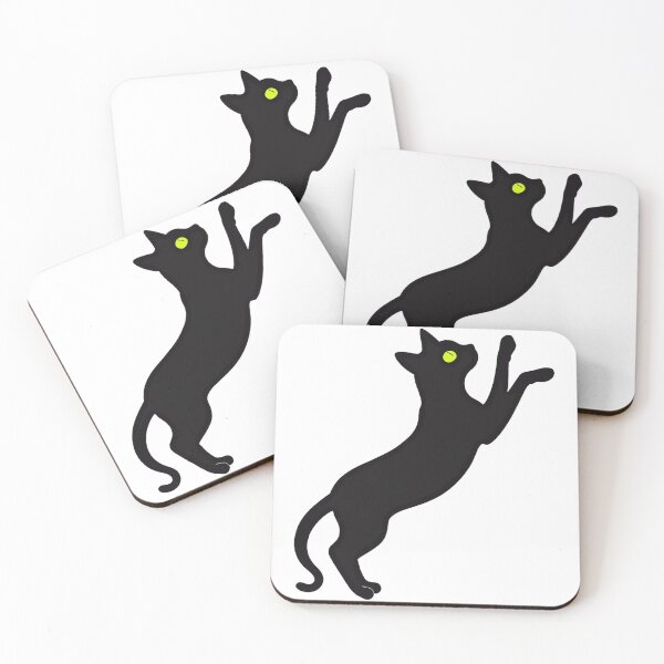 Item preview, Jumping black cat silhouette in motion designed and sold by Prints by Mat.