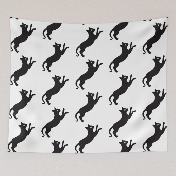 Item preview, Jumping black cat silhouette in motion designed and sold by Prints by Mat.