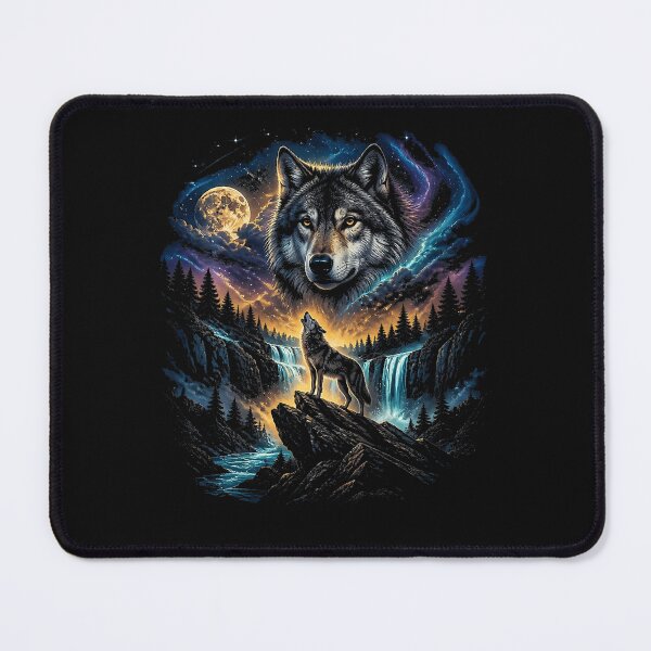 Item preview, Wolf Howling At The Moon Forest Wildlife Nature Graphic Art designed and sold by Chromatic-Cubes.