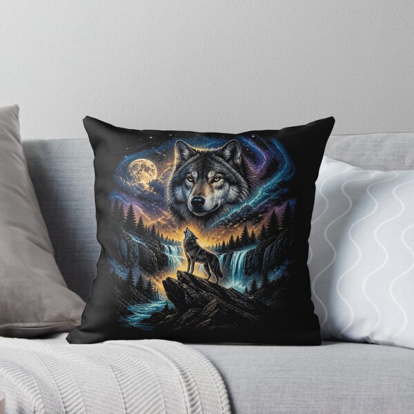 Item preview, Wolf Howling At The Moon Forest Wildlife Nature Graphic Art designed and sold by Chromatic-Cubes.