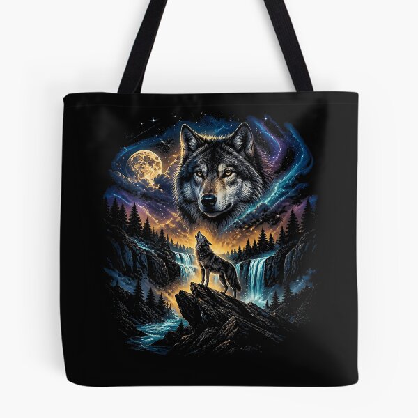 Item preview, Wolf Howling At The Moon Forest Wildlife Nature Graphic Art designed and sold by Chromatic-Cubes.