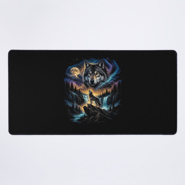 Item preview, Wolf Howling At The Moon Forest Wildlife Nature Graphic Art designed and sold by Chromatic-Cubes.