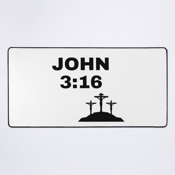 Item preview, John 3:16 Three Crosses | Christian Scripture Typography designed and sold by LensDyn™.