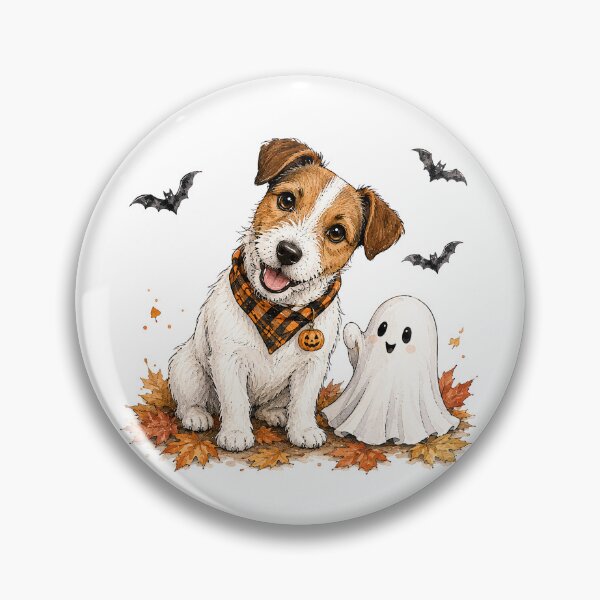 Item preview, Jack Russell Terrier Meets a Friendly Ghost | Halloween Dog designed and sold by PAPIRO SIGLO XXI.