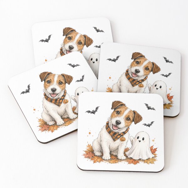 Item preview, Jack Russell Terrier Meets a Friendly Ghost | Halloween Dog designed and sold by PAPIRO SIGLO XXI.