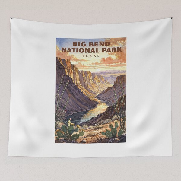 Item preview, Big Bend National Park Texas Vintage Watercolor Travel designed and sold by Teelogic.