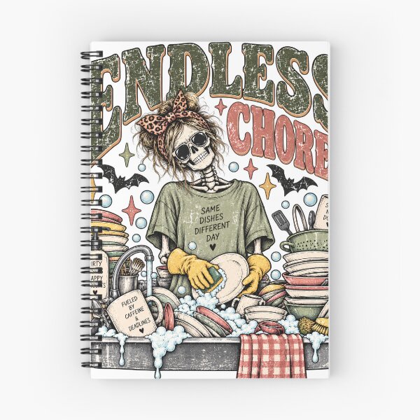 Item preview, Endless Chores: Messy Bun Skeleton Dish Duty designed and sold by Nordo Studio.
