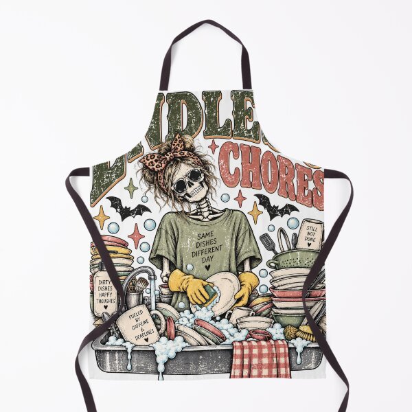 Item preview, Endless Chores: Messy Bun Skeleton Dish Duty designed and sold by Nordo Studio.