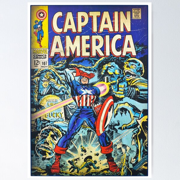 Item preview, Captain America Marvel Comics Comic Book Original Custom Vintage Movie Poster Art designed and sold by Cool Robot Bro..