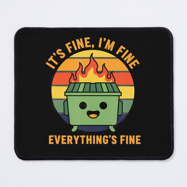 Item preview, I'M Fine Dumpster Fire Meme designed and sold by Chromatic-Cubes.
