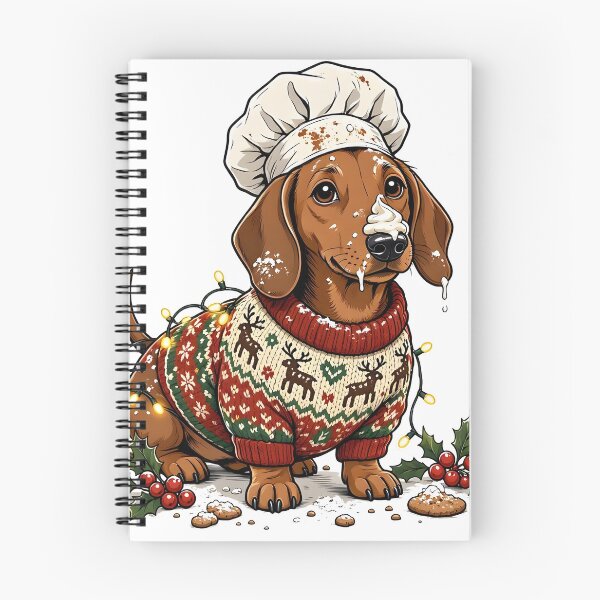 Item preview, Holiday Dachshund Baker in Fair Isle Reindeer Sweater designed and sold by CraftyValley.