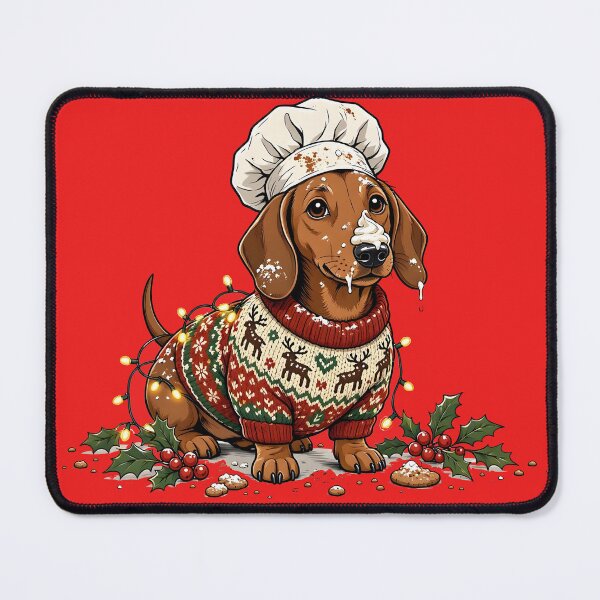 Artikelvorschau, Holiday Dachshund Baker in Fair Isle Reindeer Sweater entworfen und verkauft von CraftyValley.