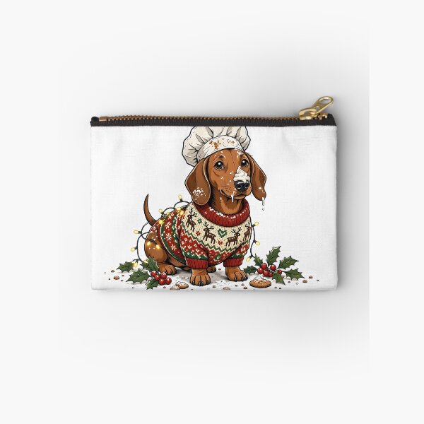 Item preview, Holiday Dachshund Baker in Fair Isle Reindeer Sweater designed and sold by CraftyValley.