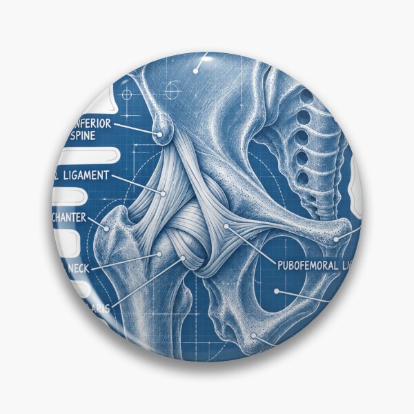 Item preview, Anatomy Hip Ligaments Blueprint Physical Therapy Sticker designed and sold by isokinetic.