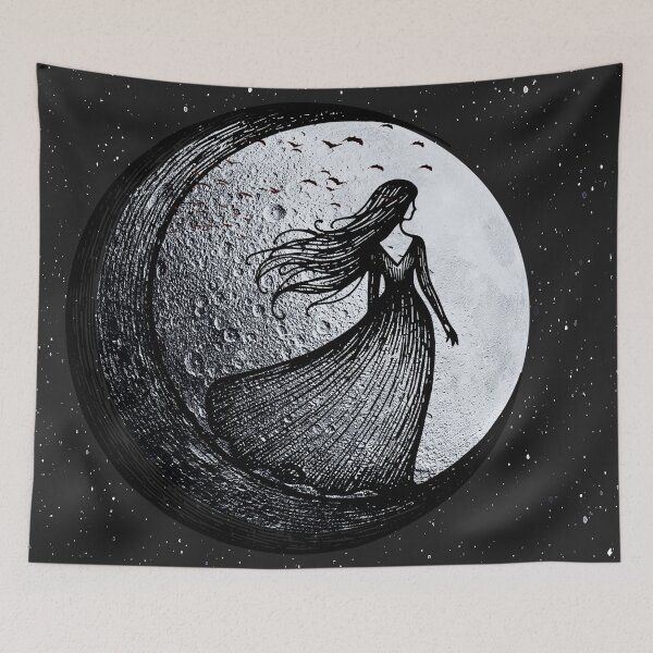 Item preview, Diosa lunar gótica: arte espacial surrealista de fantasía oscura. designed and sold by FahdSpaceArt.