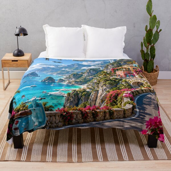Item preview, Futuristic Tropical Coastal Paradise with Flying Cars and Vespa designed and sold by IRON SIREN.