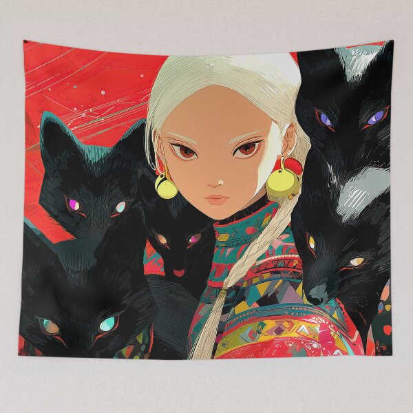 Item preview, Anime Princess With Magical Fox Companions Fantasy Art designed and sold by DEC02.
