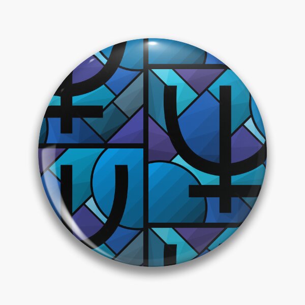 Item preview, Blue Stained Glass Neptune Symbol | Astrological Trident Artwork designed and sold by JayMakesTiktok.
