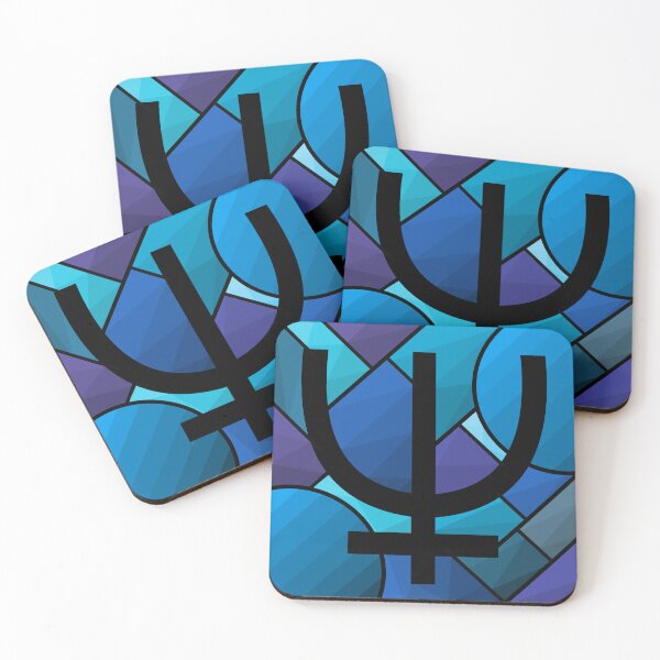 Item preview, Blue Stained Glass Neptune Symbol | Astrological Trident Artwork designed and sold by JayMakesTiktok.