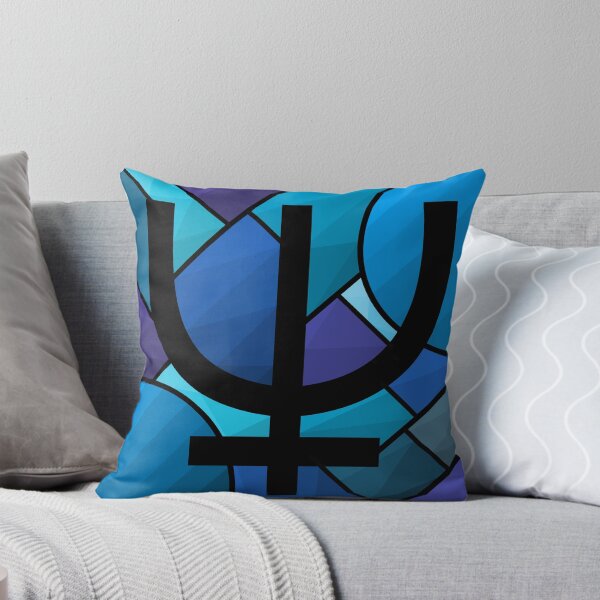 Item preview, Símbolo de Neptuno en vidrieras azules | Obra de arte del tridente astrológico designed and sold by JayMakesTiktok.
