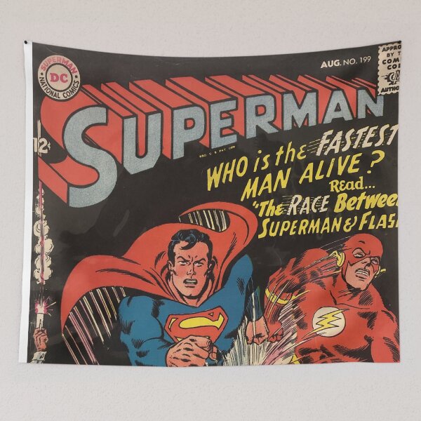 Item preview, DC Comics Superman Flash Vintage Comic Original Custom Poster Art Tee designed and sold by Cool Robot Bro..