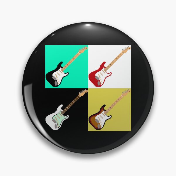 Artikelvorschau, Pixel-Art-Stratocaster-Gitarren – 8-Bit-Retro entworfen und verkauft von OpenTabsDesigns.