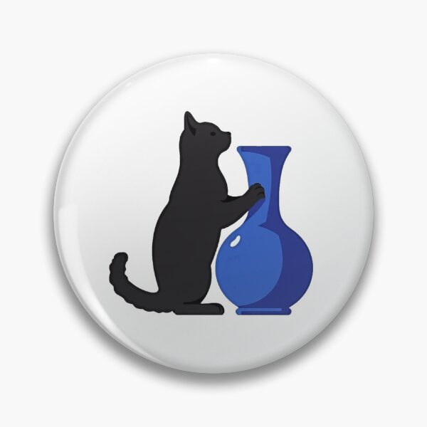 Item preview, Cat pushing a blue vase funny cat art designed and sold by Prints by Mat.