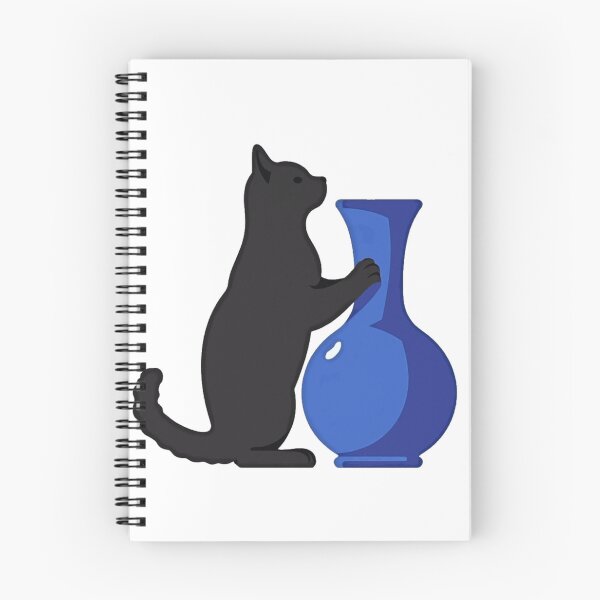 Item preview, Cat pushing a blue vase funny cat art designed and sold by Prints by Mat.
